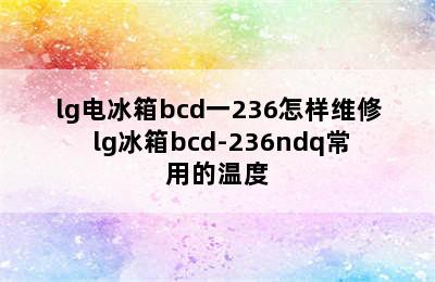 lg电冰箱bcd一236怎样维修 lg冰箱bcd-236ndq常用的温度